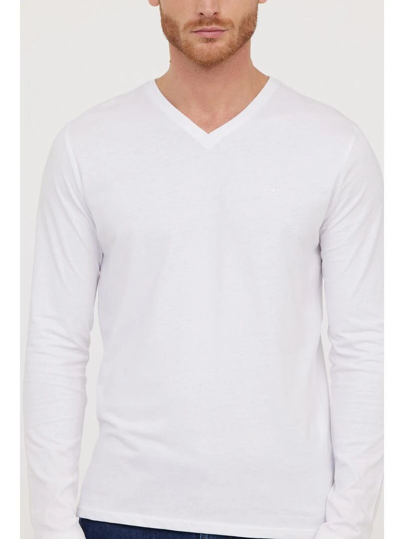 Lee Cooper   T Shirt manches longues coton regular AJESSY   Blanc