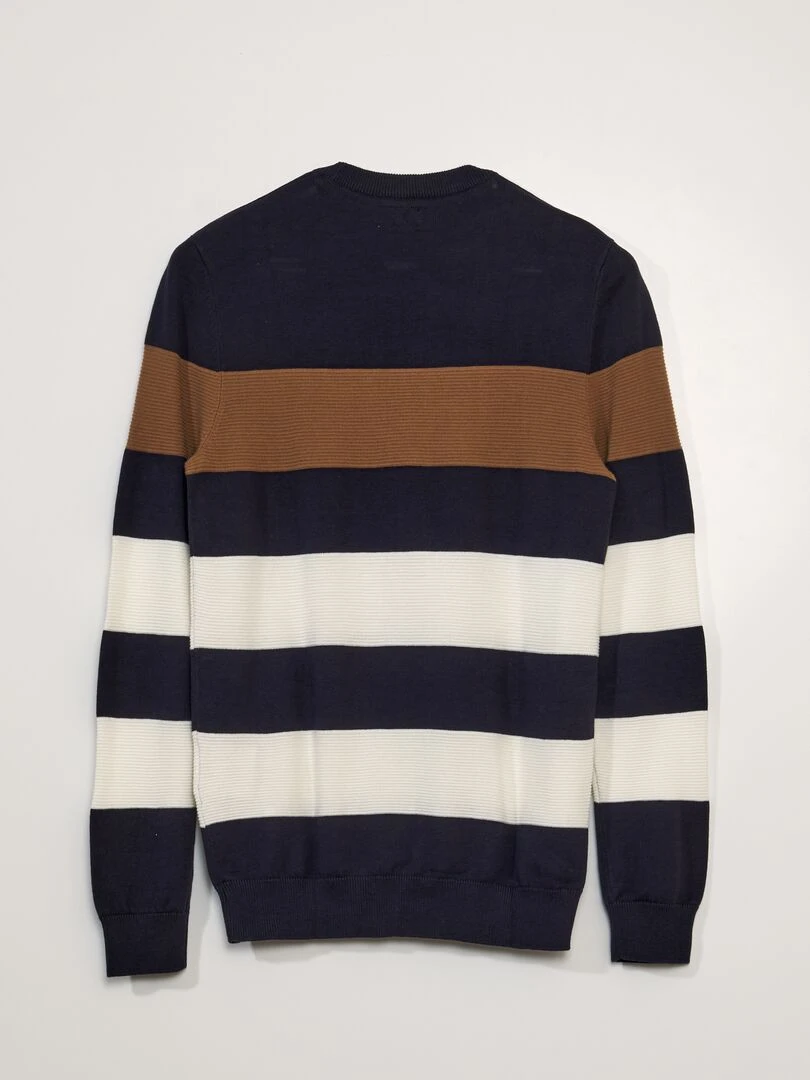 Pull en maille fine jauge rayé   Marine