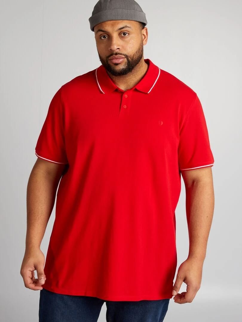 Polo en coton à contrastes   rouge