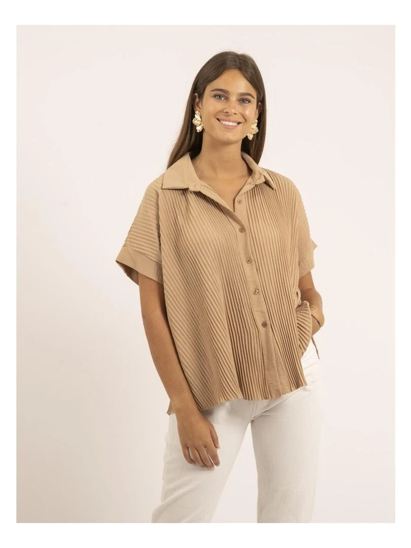 Chemise manches courtes OKAPI Marron caramel