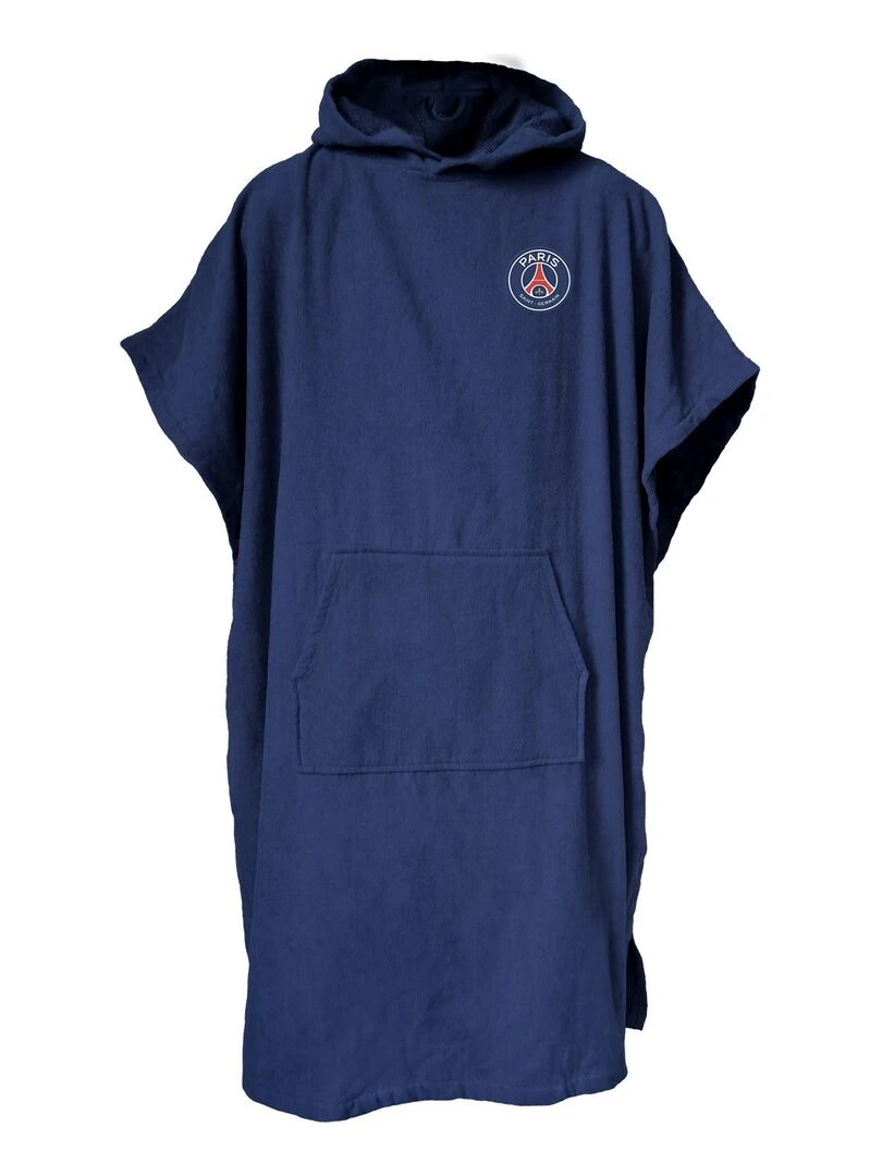 Poncho de bain Adulte 100% Coton PSG LOGO Bleu marine