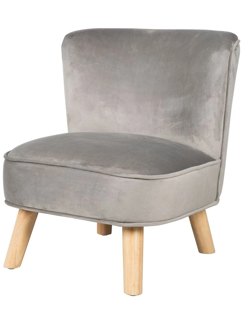 ROBA Mini Fauteuil en Velours "Lil Sofa" Chaise Enfant avec Pieds en Bois Stables Gris Gris