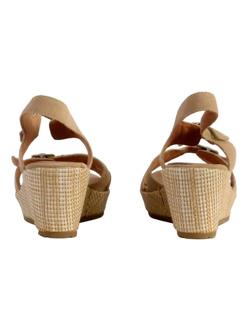 Sandale Compensée Cuir Emilie Karston Esabel   Beige