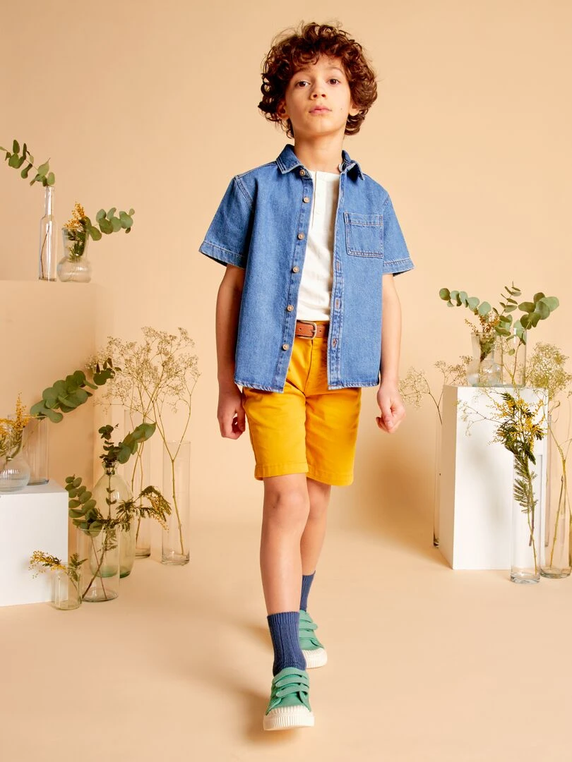 Chemise en jean à manches courtes Bleu