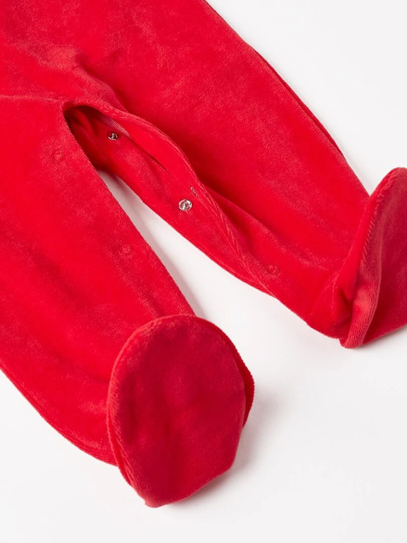 Grenouillère en velours avec oreilles pour bébé garçon 'Mickey'   MICKEY   Rouge