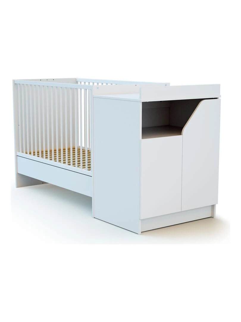 AT4    Combiné lit bébé évolutif CARNAVAL en bois   Blanc
