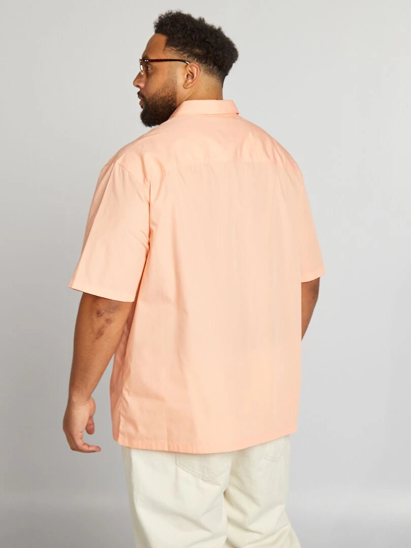 Chemise en popeline manches courtes   Orange