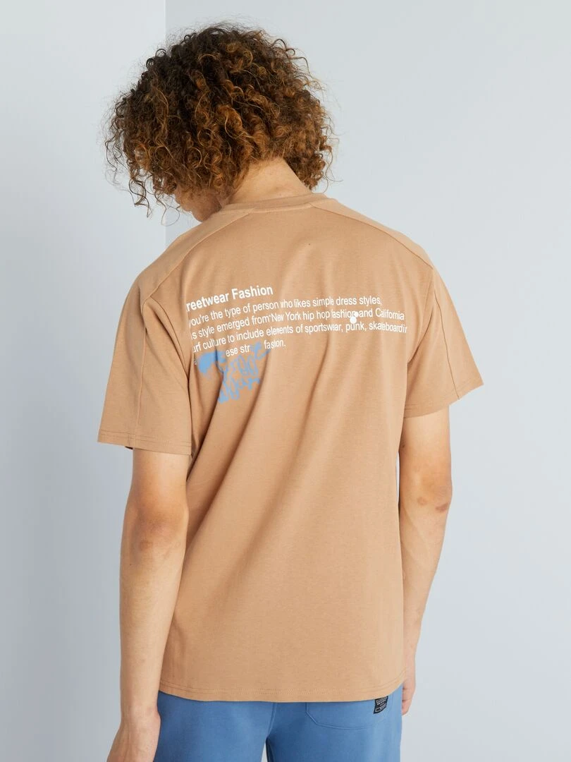 T shirt à col rond 'Streetwear' Beige