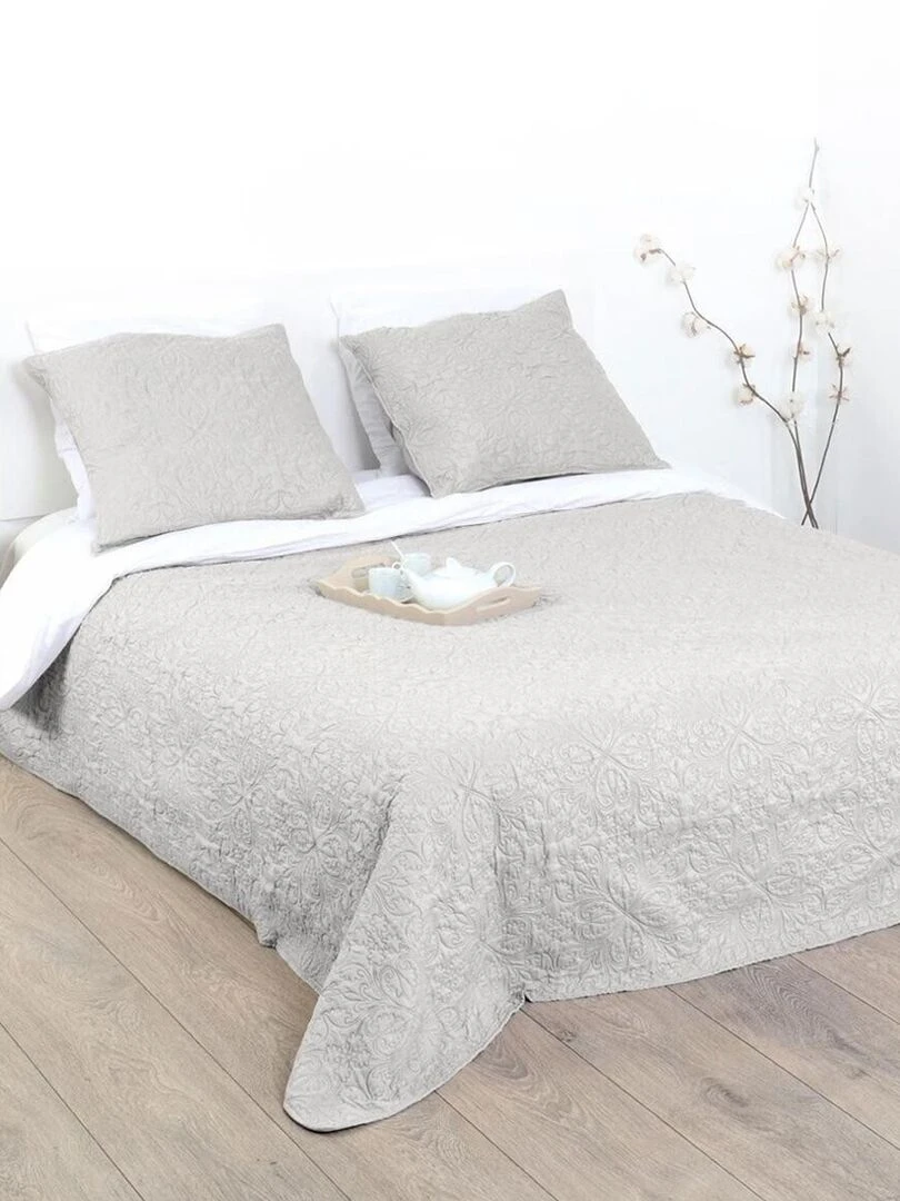Ensemble dessus de lit à arabesques Beige