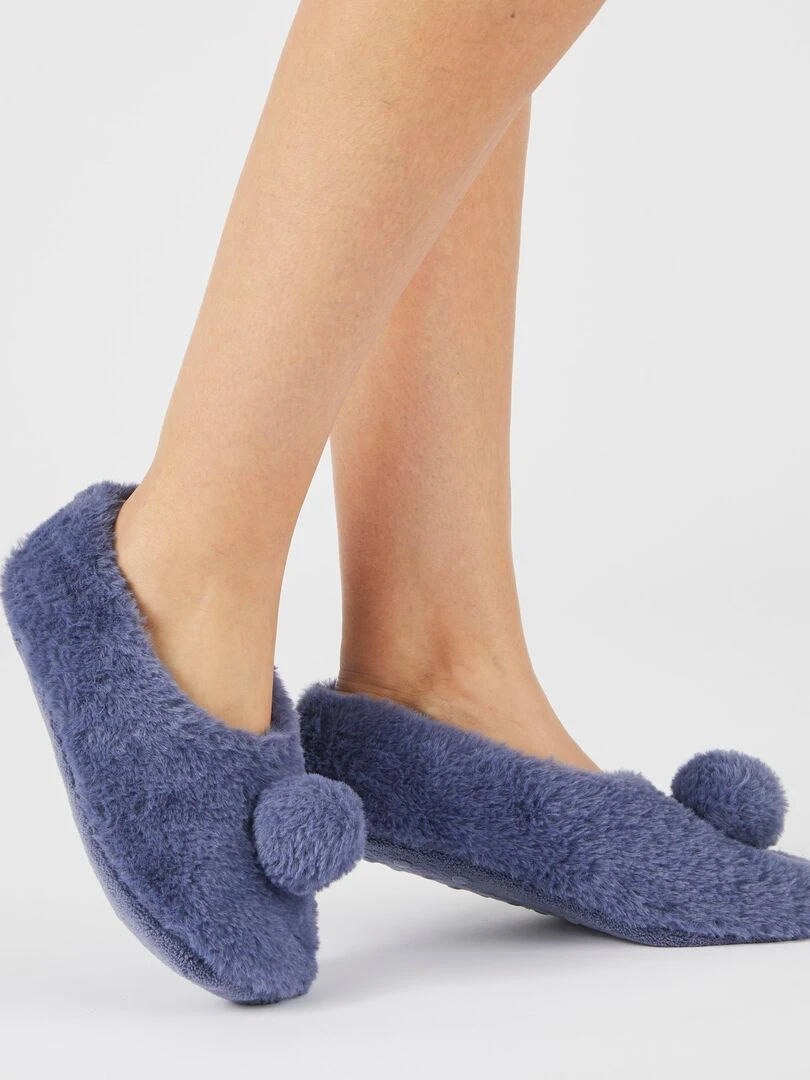 Chaussons maille moelleuse et chaude Thermolactyl Damart Bleu nuit