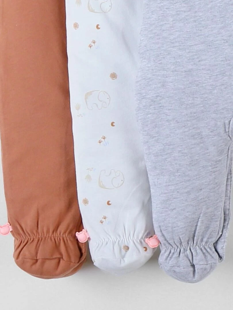 Set de 3 Pyjamas Bébé en Jersey de Coton   Noukie's   Blanc