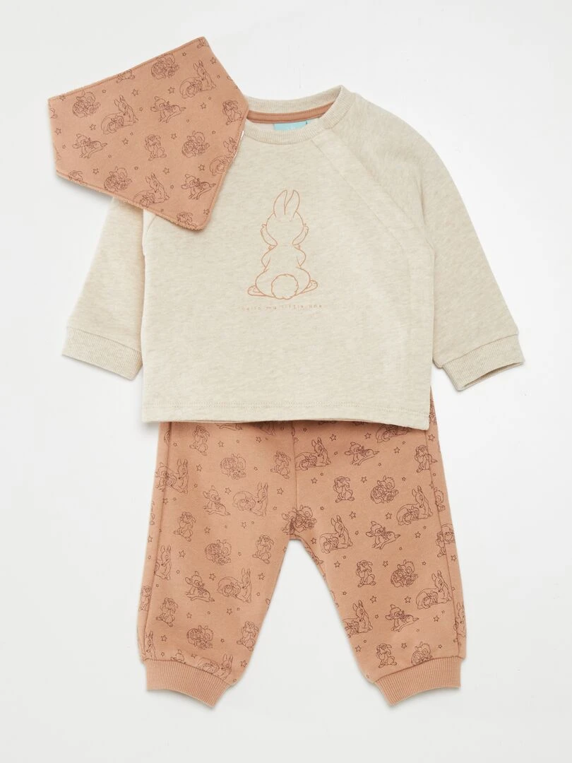Ensemble sweat + pantalon + bavoir Beige/marron