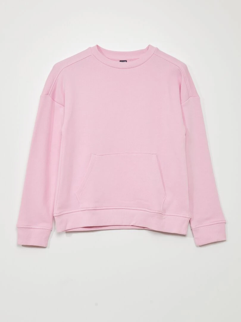 Sweat large poche kangourou Rose