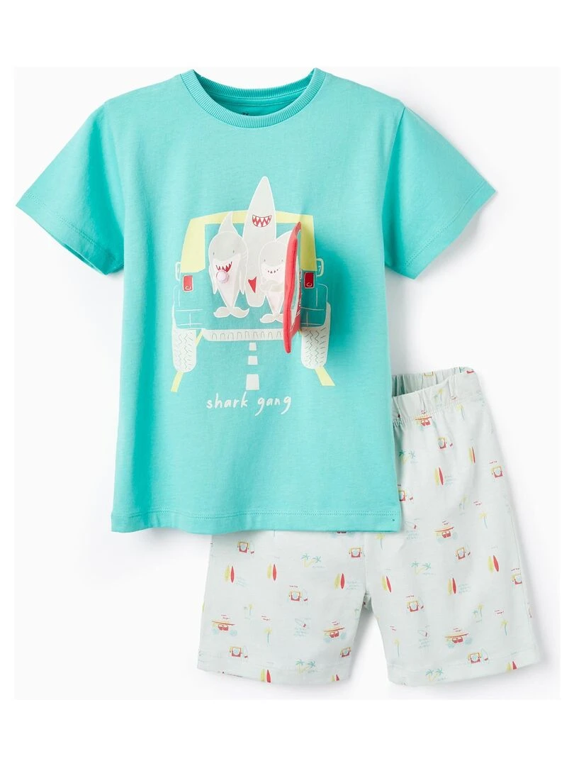 Pyjama en coton pour garçon manches courtes BAJA CALIFORNIA Bleu clair