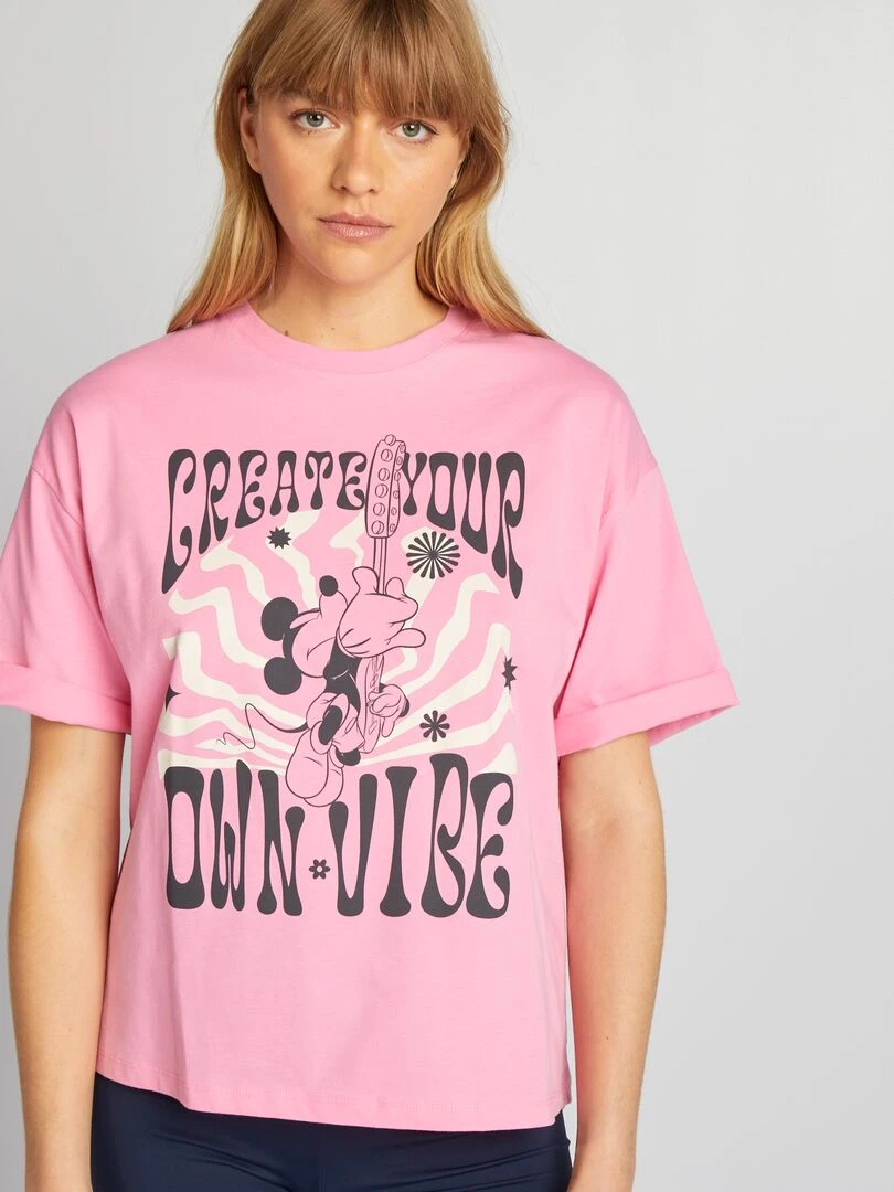 T shirt oversize style hippie 'Mickey' de 'Disney'   Rose