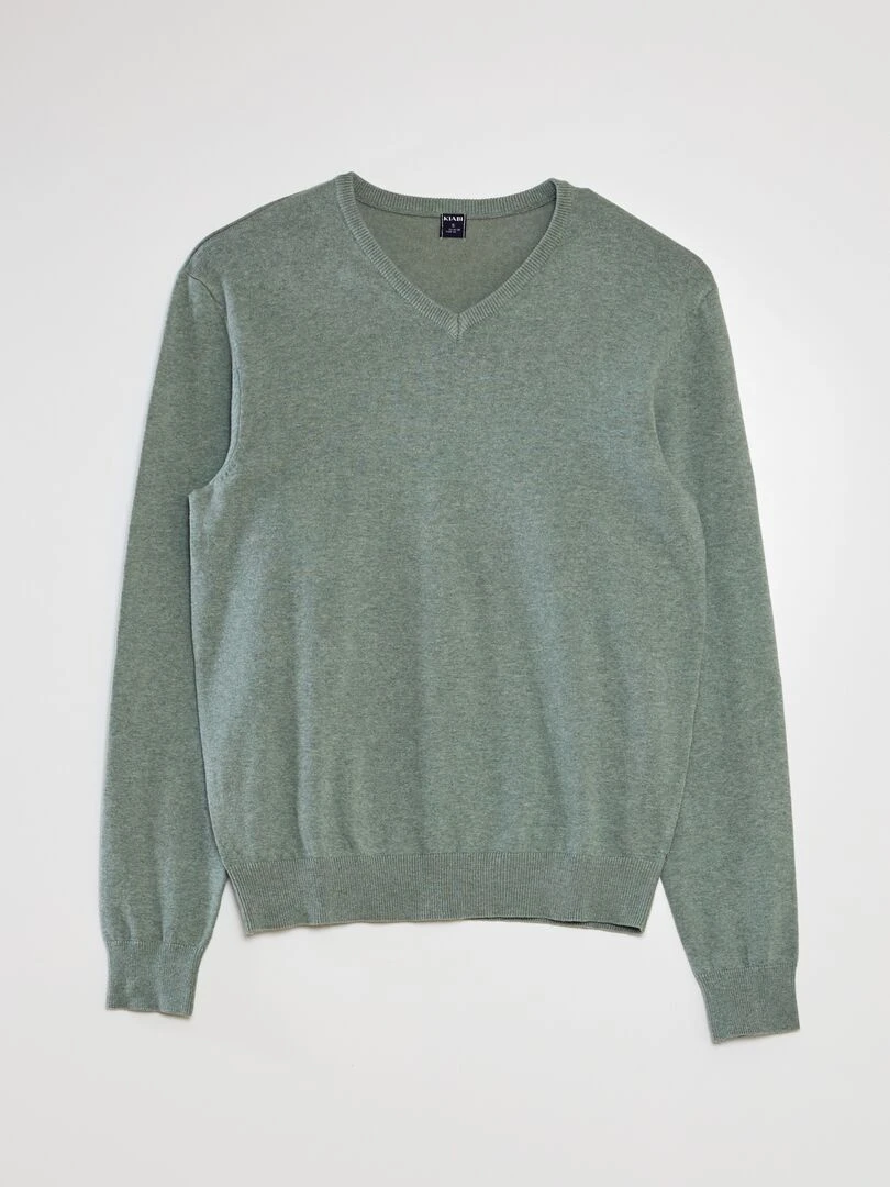 Pull basique en maille unie Vert