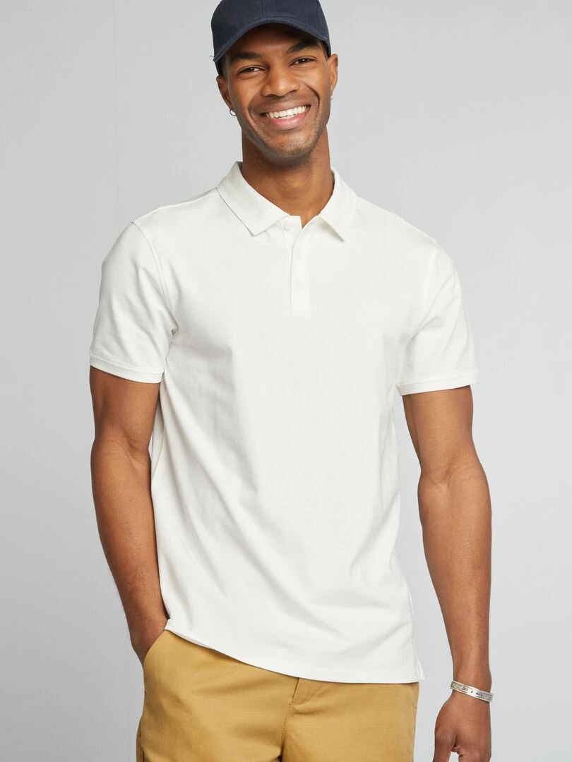 Polo stretch slim fit blanc
