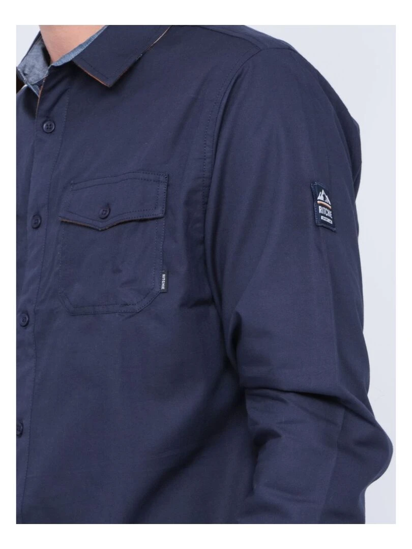 Chemise manches longues pur coton TYREX   Bleu marine