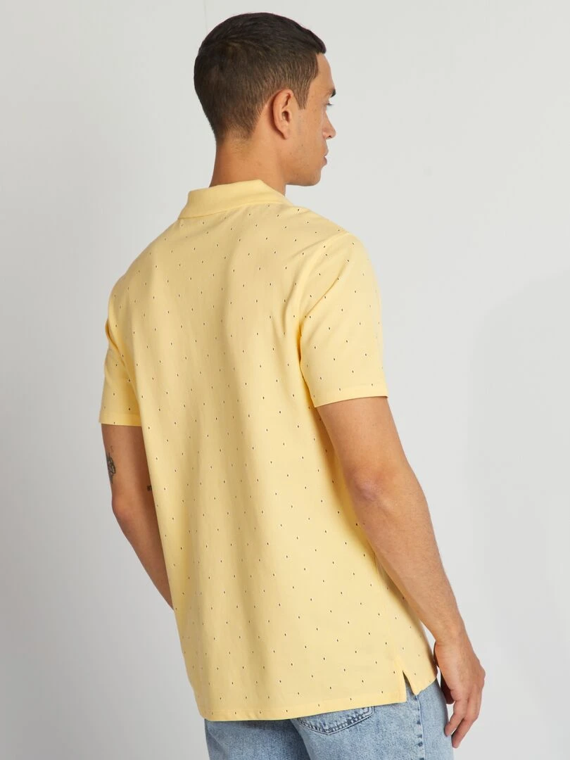 Polo imprimé en piqué de coton   Jaune