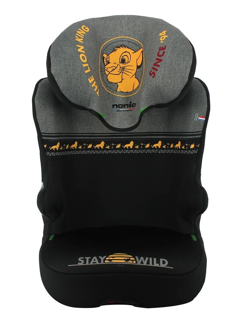 Nania – Siège auto isofix START I FIX 106 140 cm R129 i Size – Fabrication Française Le Roi Lion Noir Rouge