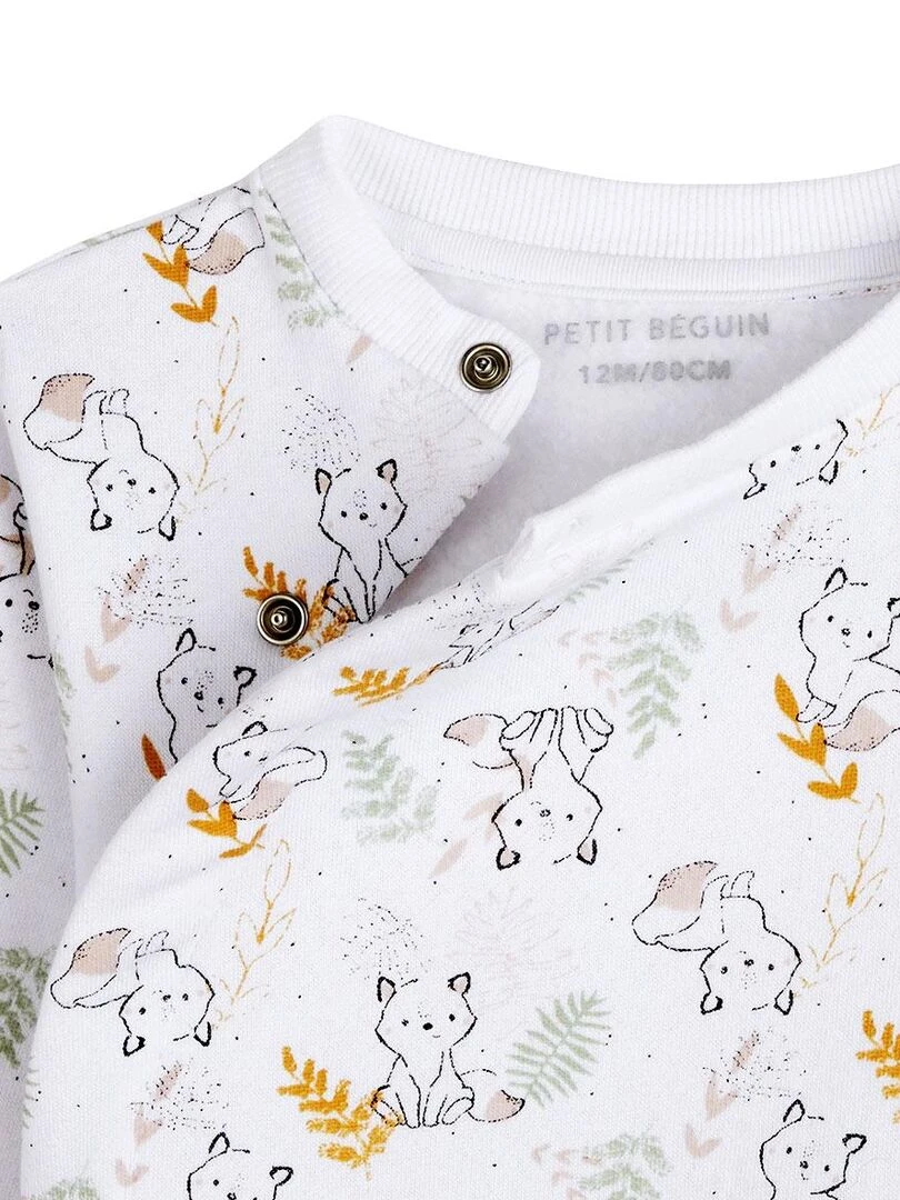 Ensemble sweat et pantalon bébé mixte en molleton Little Fox   Ecru