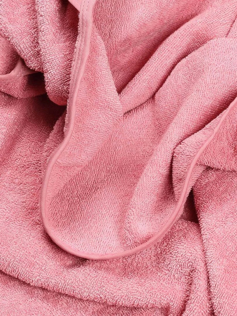 Cape de bain + gant ours rose (100 x 100 cm)   Rose