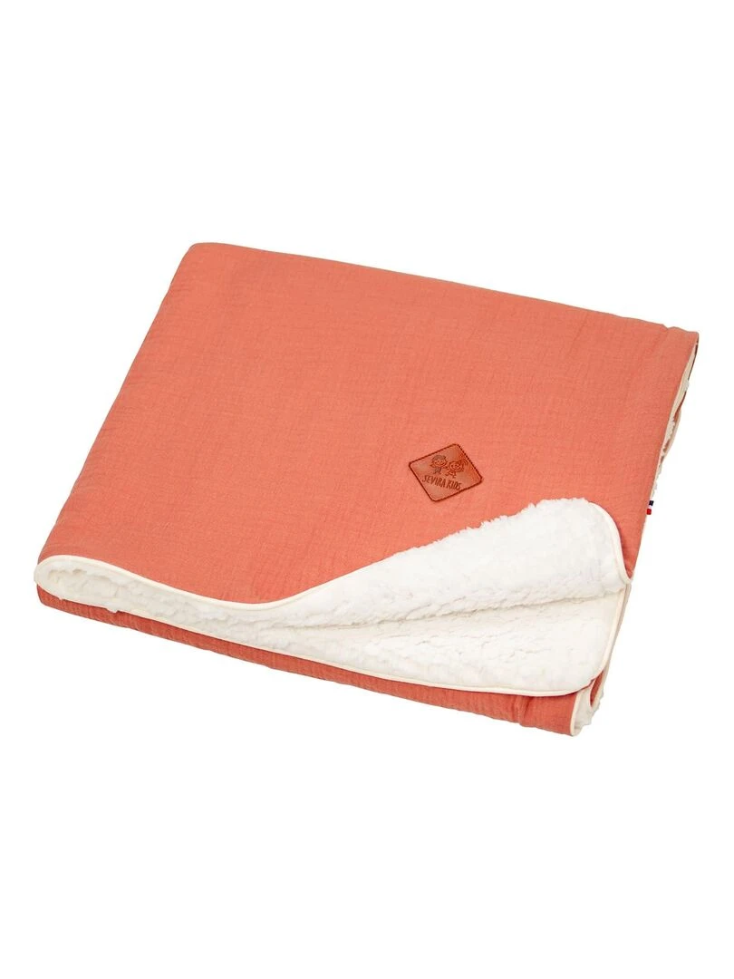 Couverture en gaze de coton et sherpa Jeanne Marron