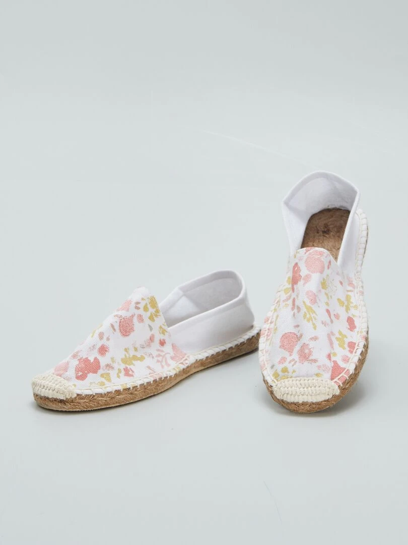 Espadrilles en corde imprimé fleuri   Blanc/rose/jaune