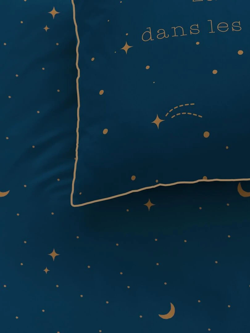 Parure de lit imprimée 100% coton STARGAZE Bleu nuit