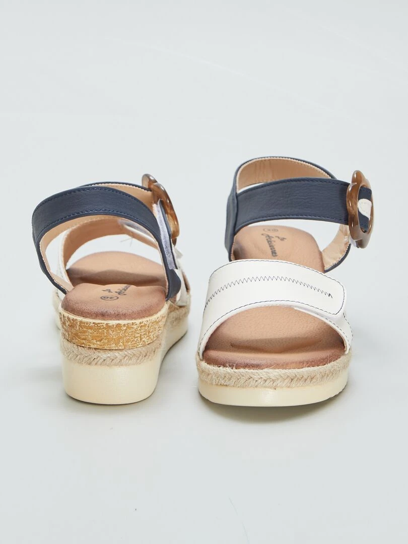 Sandales compensées avec brides à scratch   Blanc