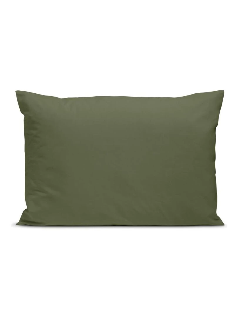 Bleu Câlin Taie d'oreiller unie Percale de coton 80 fils/cm² Kaki