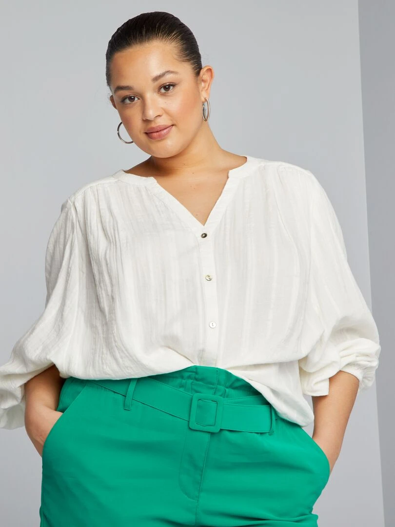 Chemisier en double gaze de coton Blanc