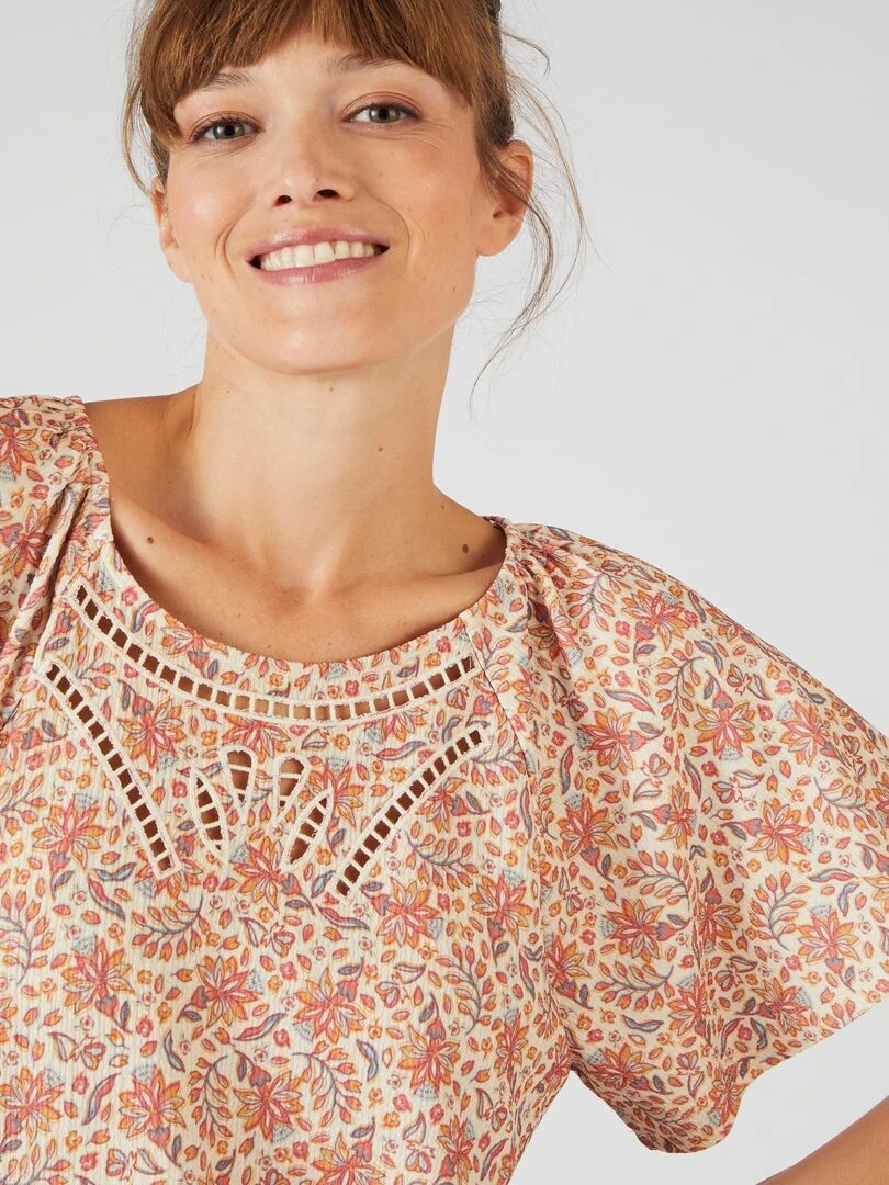 Tee shirt maille souple texturée Damart Beige