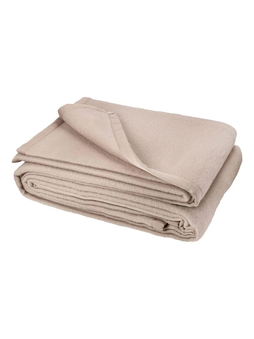 Couverture Unie en Laine d'Agneau Beige foncé