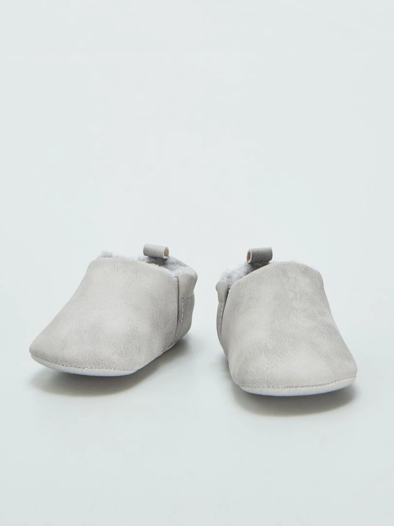 Chaussons en suédine fourrés   Gris