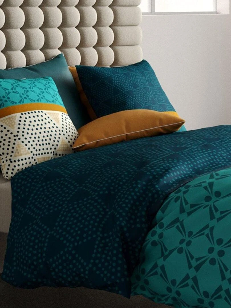 Housse de couette Oda + taie(s) coton 57 fils Bleu