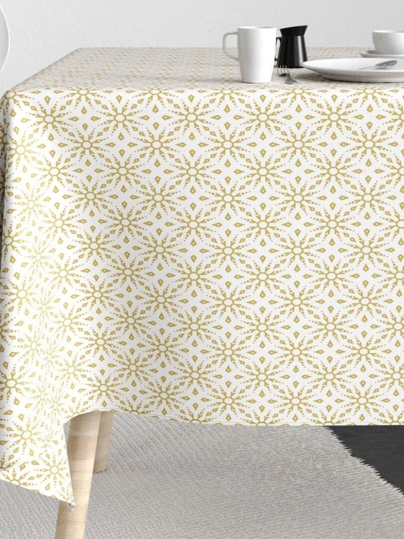 Nappe Polyester à motifs Flocon Beige