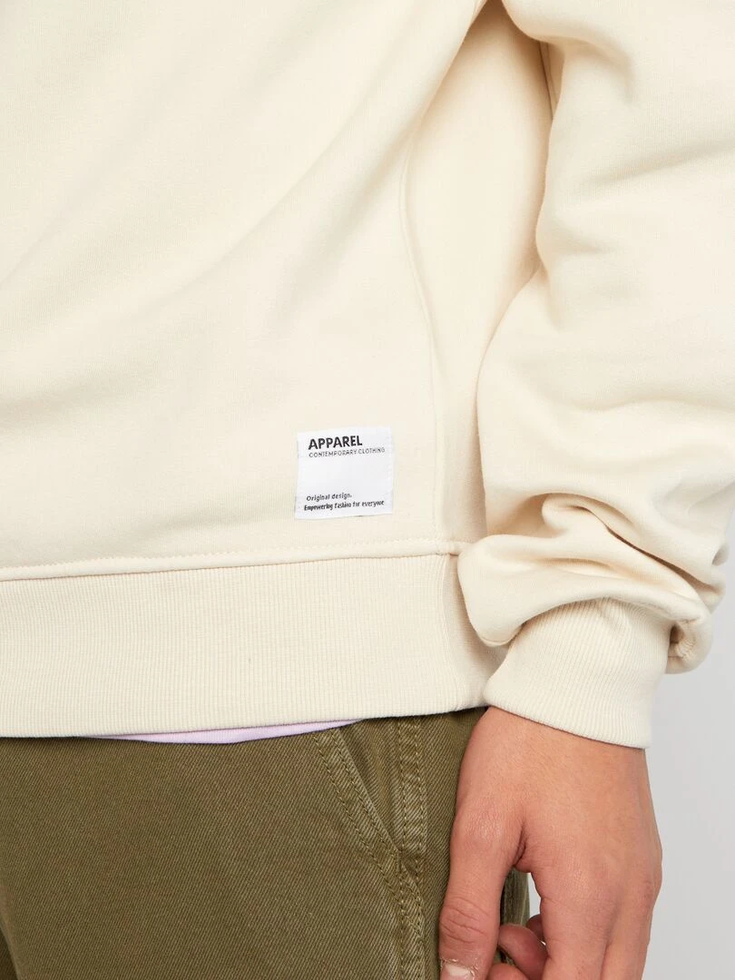 Sweat uni col rond   beige