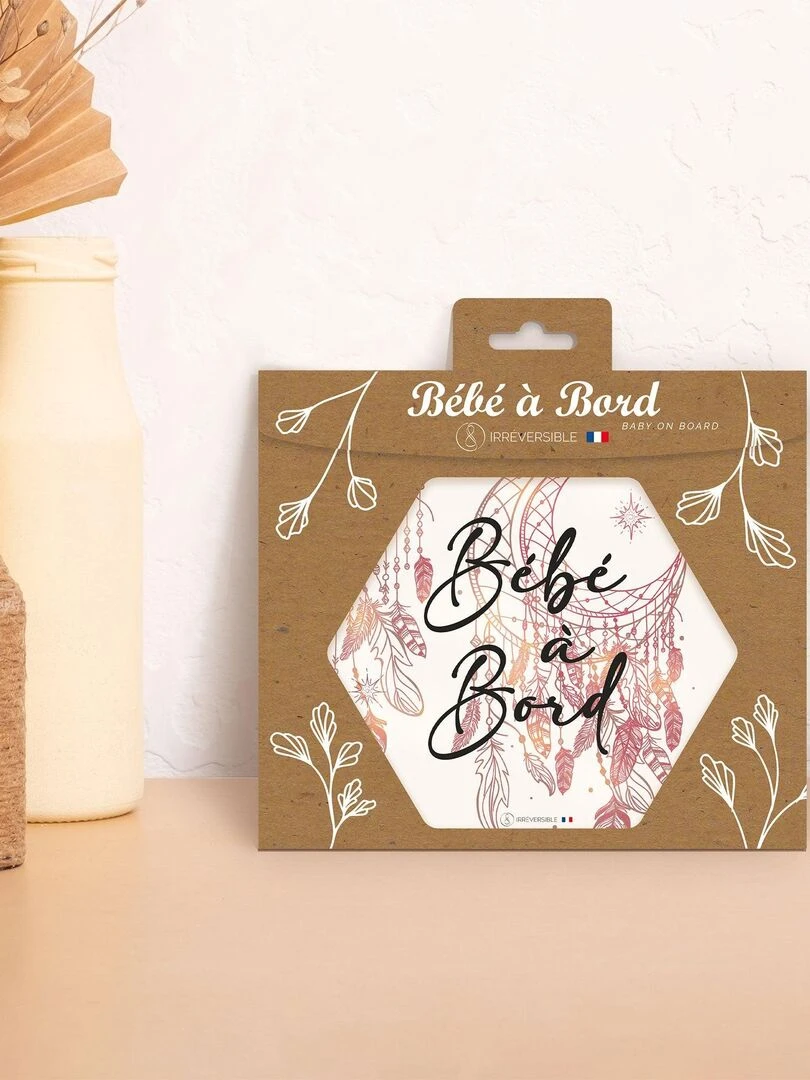 Adhésif / Autocollant bébé à bord   Attrape rêve   Rose