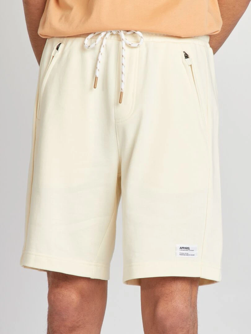 Short en molleton avec poches zippées Vanille