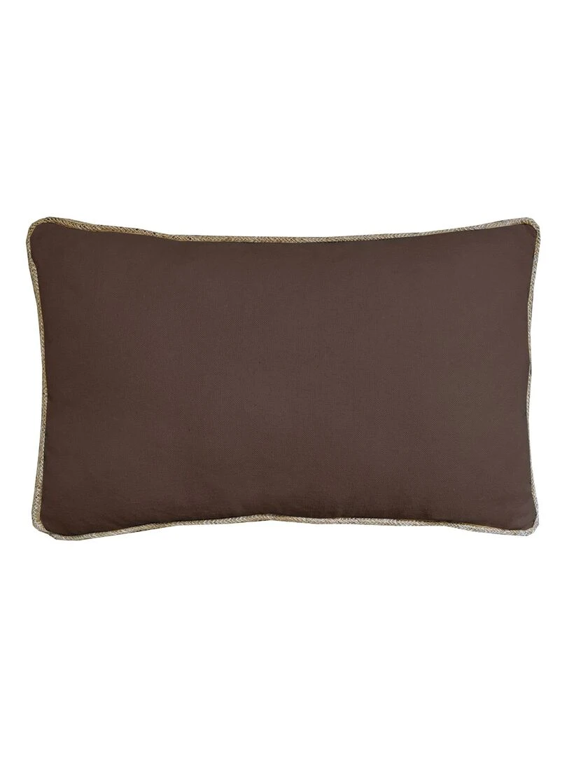 Coussin en coton recyclé avec piping jute 'Deko&co' Marron chocolat