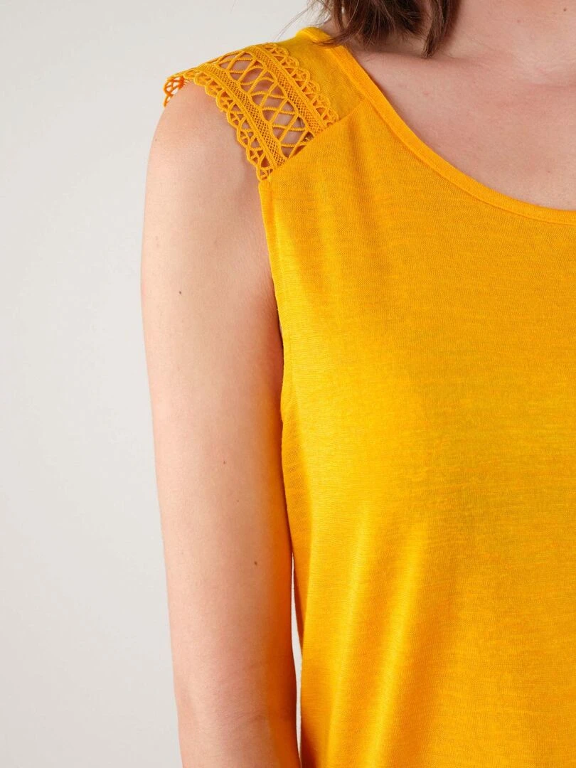 T shirt en jersey effet lin pour femme 'Deeluxe'   Orange clémentine