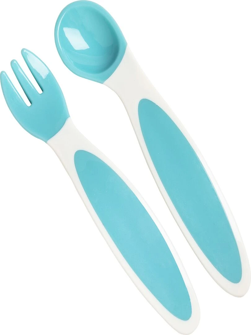 Lot de 2 couverts bébé ergonomiques bleus 4 mois Bleu