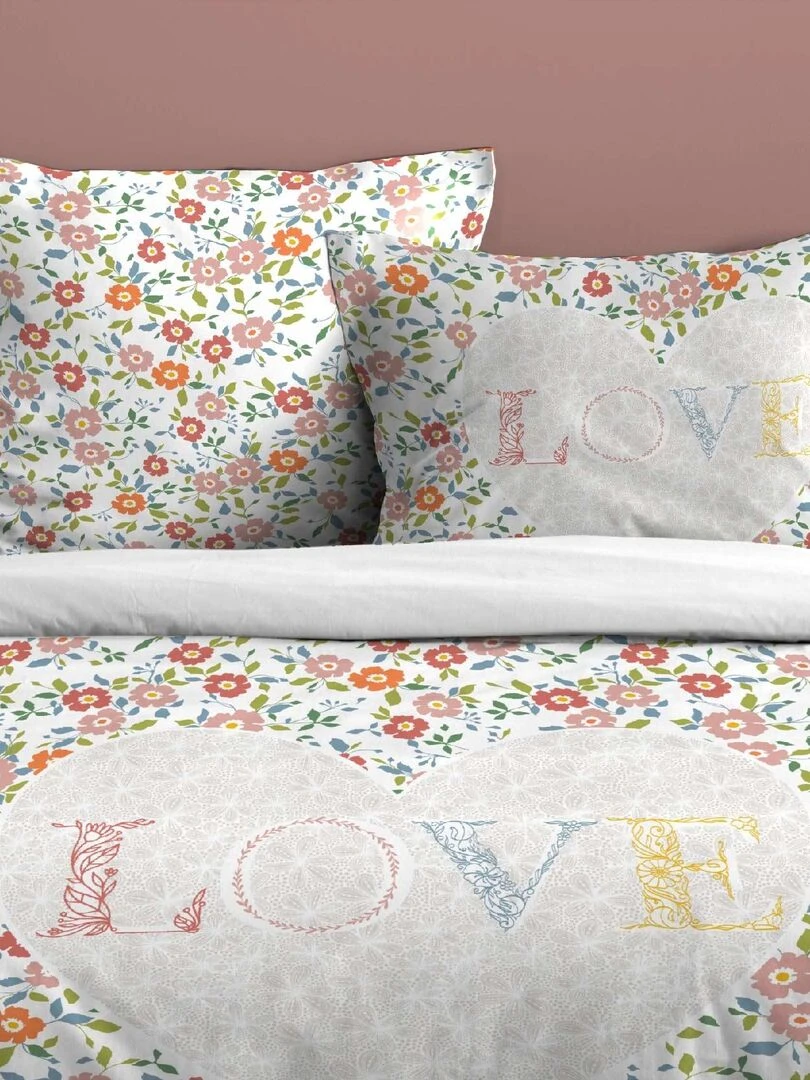 Parure de lit au look floral Ecru
