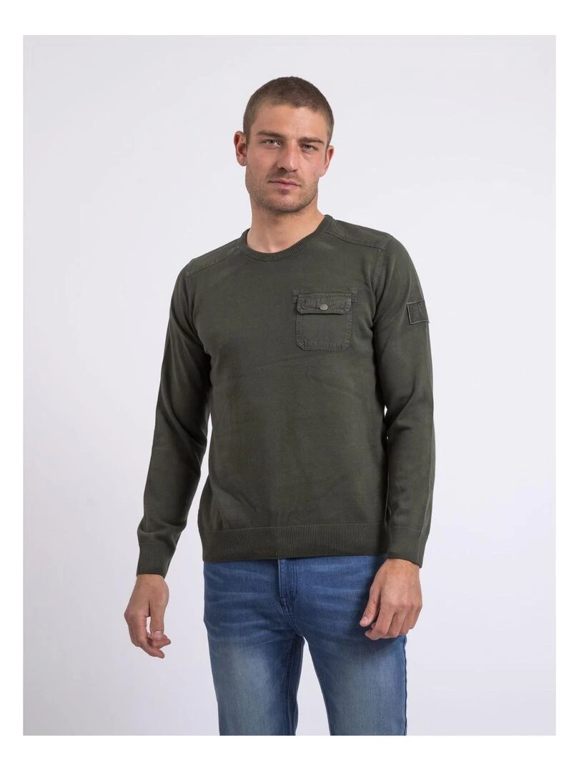 Pull fin col rond AMARTIN Kaki