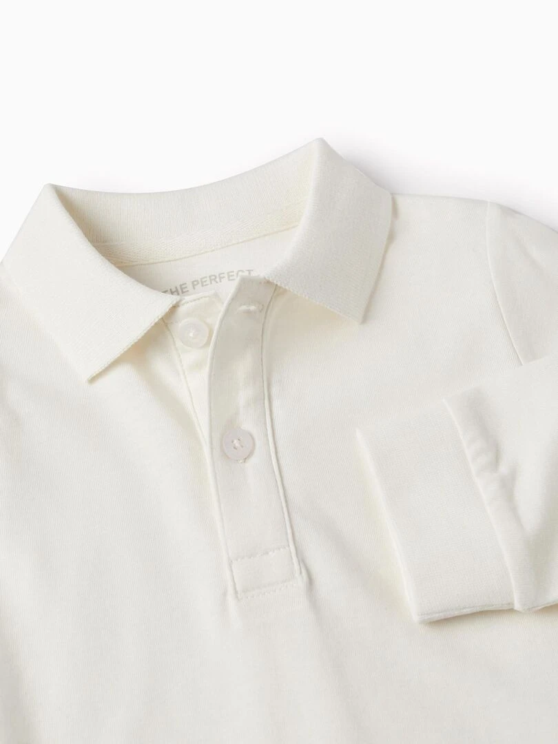 Polo à manches longues en coton pour bébé garçon manches longues ROYALS OFF DUTY   Blanc