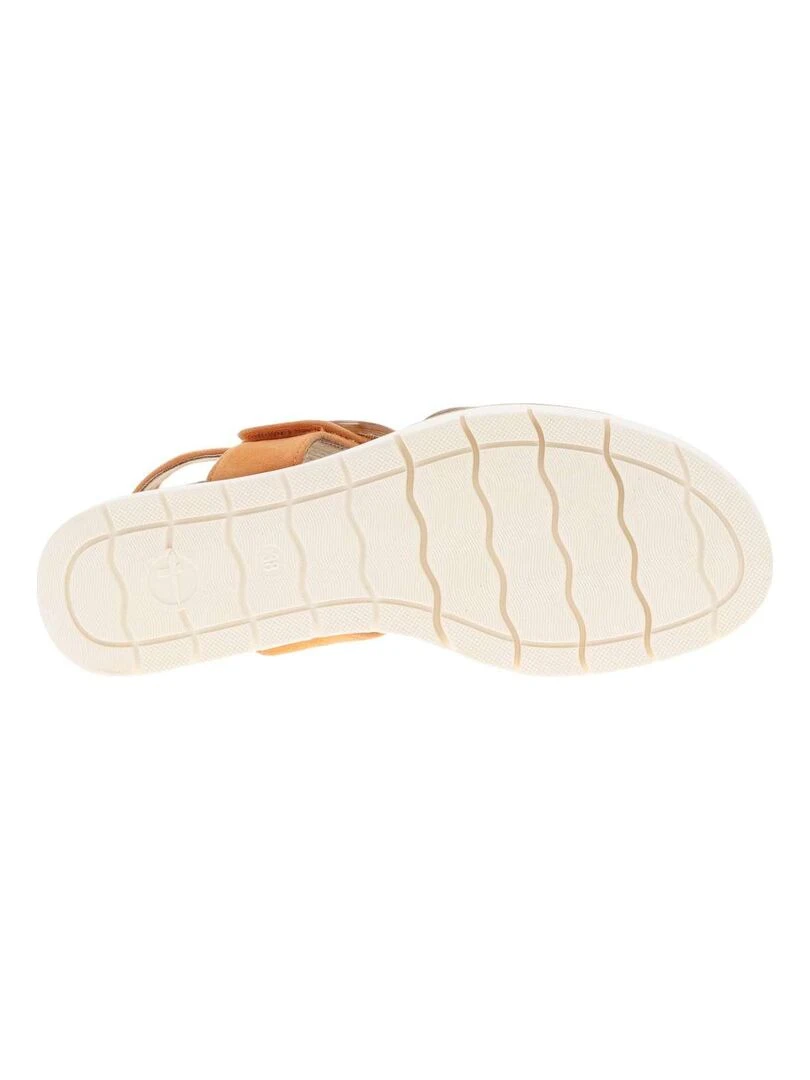 TAMARIS   Nu pieds cuir nubuck talon semi compensée   Marron caramel