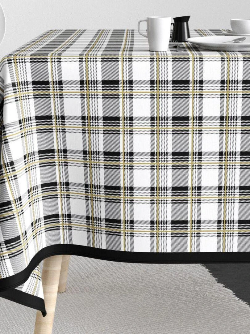 Nappe 140x250 cm Polyester à motifs Cottage   Noir