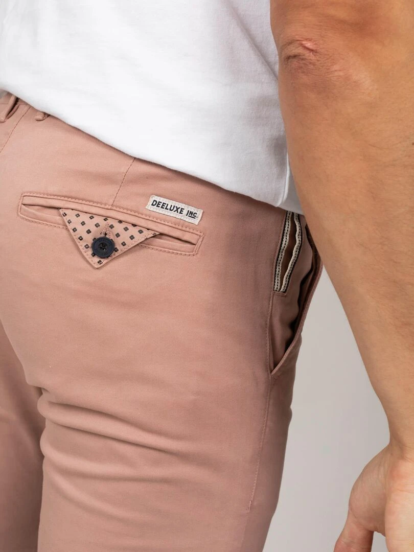 Pantalon chino slim uni 'Deeluxe'   Vieux rose