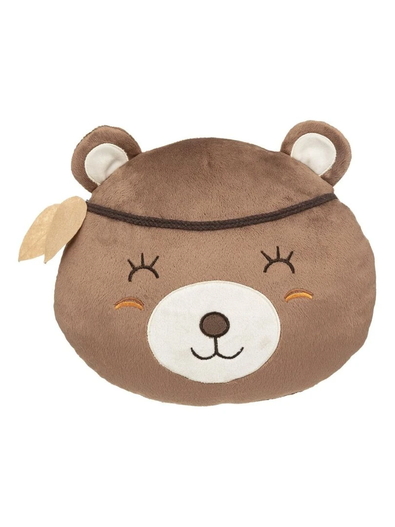 Coussin tête ours Marron
